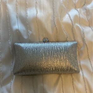 Stylish Textured Silver Clutch